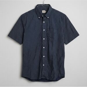 Faherty Brand Mens Navy Blue Geometric Star Print Short Sleeve Shirt Size Large